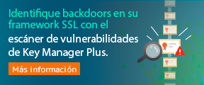 Identifique backdoors en su framework SSL con el escáner de vulnerabilidades de Key Manager Plus.
